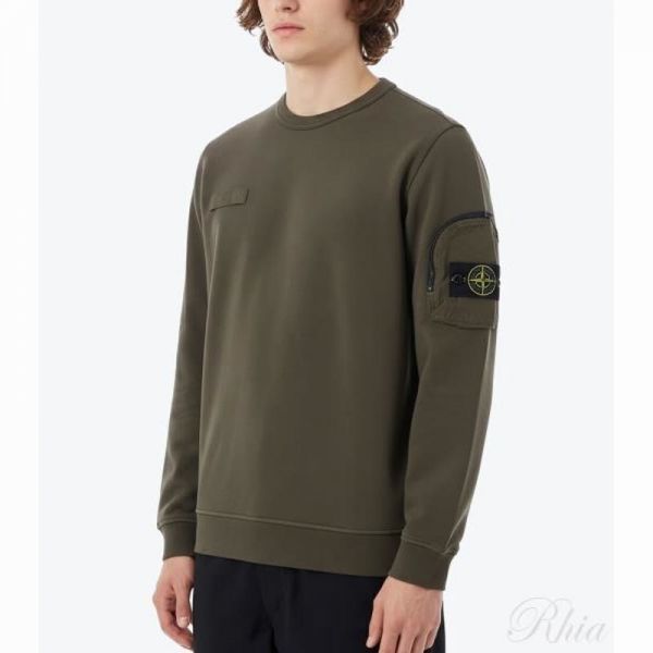 스톤아일랜드 6100003 지퍼 코튼 플리스 스웨트셔츠 K1S15 S0123 V0054 포켓 - Stone Island