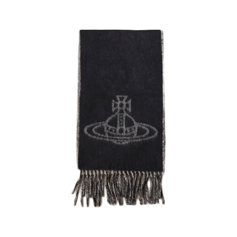 비비안웨스트우드 25FW ORB 로고 싱글 투톤 머플러 블랙 81030006 W00ZH N402 - Vivienne Westwood