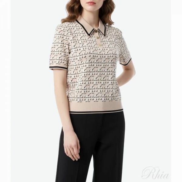 토리버치 로고 자카드 폴로 탑 159411 650 - Tory Burch
