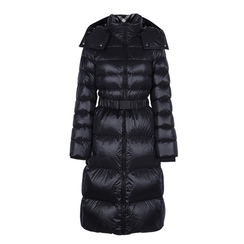 버버리 샌드센드 후드 벨티드 롱다운 패딩 블랙 80959541 / 81052211 - Burberry