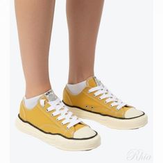 미하라야스히로 피터슨 VL OG 솔 캔버스 로우탑 스니커즈 A09FW733 옐로우 썸네일 1