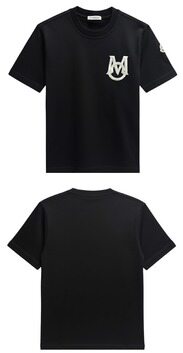 [몽클레어] 모노그램 로고 패치 라운드 반팔티셔츠 블랙 남성 티셔츠 8C00034 8390T 999 / TLS 썸네일 2