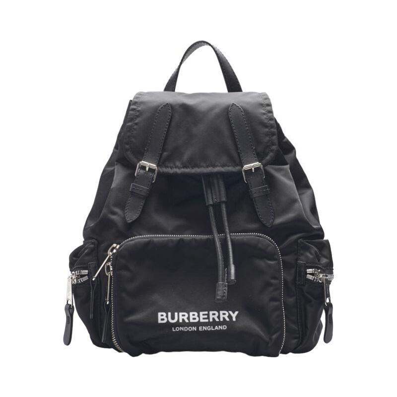 블랙 나일론 로고 럭색 미듐 백팩 - Burberry