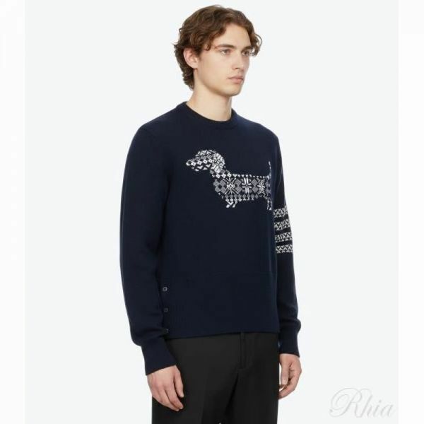 톰브라운 26SS 메리노 울 홀리데이 헥터 4 바 풀오버 니트 MKA573A Y1029 415 - Thom Browne