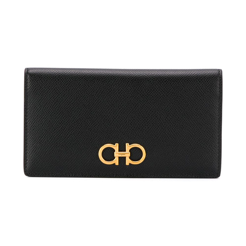 26SS 더블 간치니 콘티넨탈 장지갑 블랙 22-D779 0726510 - Salvatore Ferragamo