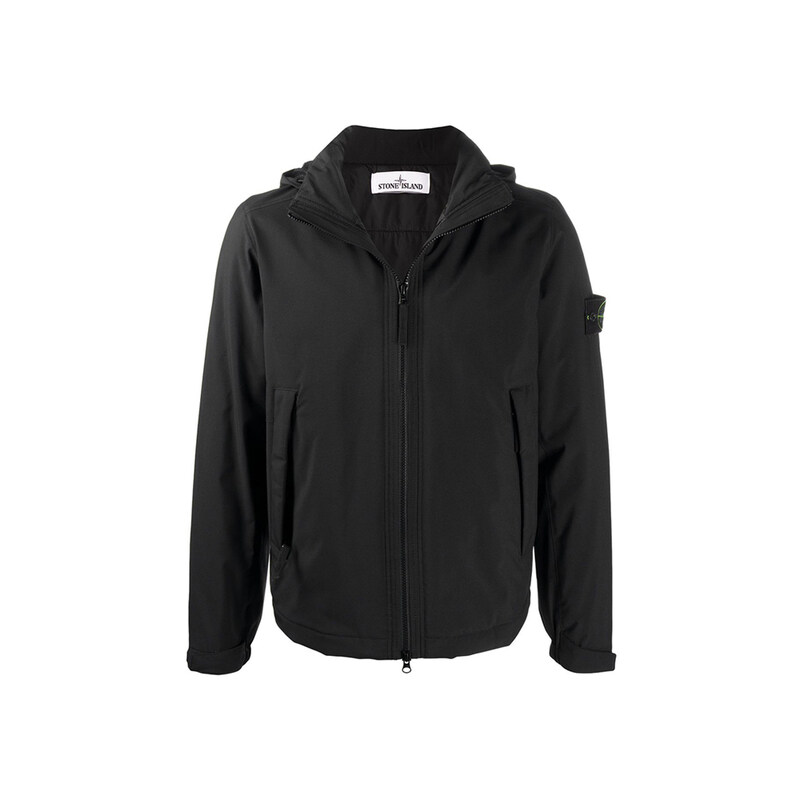 15주년 와펜 소프트쉘 후드 자켓 블랙 731541527 V0029 - Stone Island