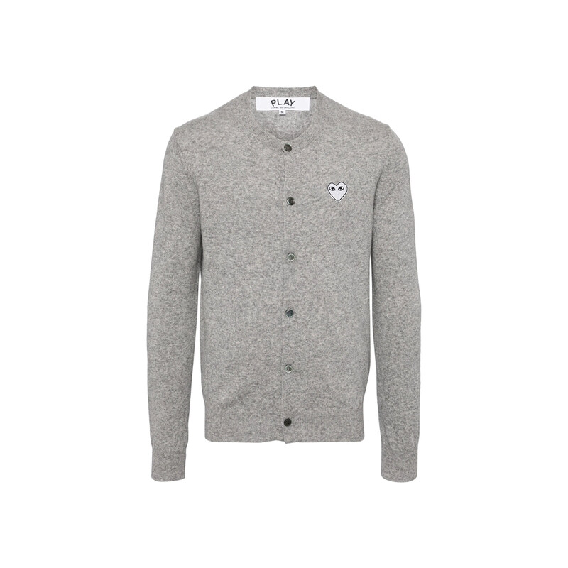 26SS 여성 화이트 하트 와펜 패치 가디건 그레이 AX-N065-051-1 - Comme des Garcons