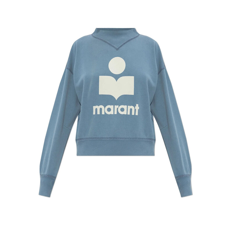 이자벨마랑 26SS MOBY 벨벳 로고 맨투맨 슬레이트블루에쿠르 SW0003FA C3M07E SBEC - Isabel Marant