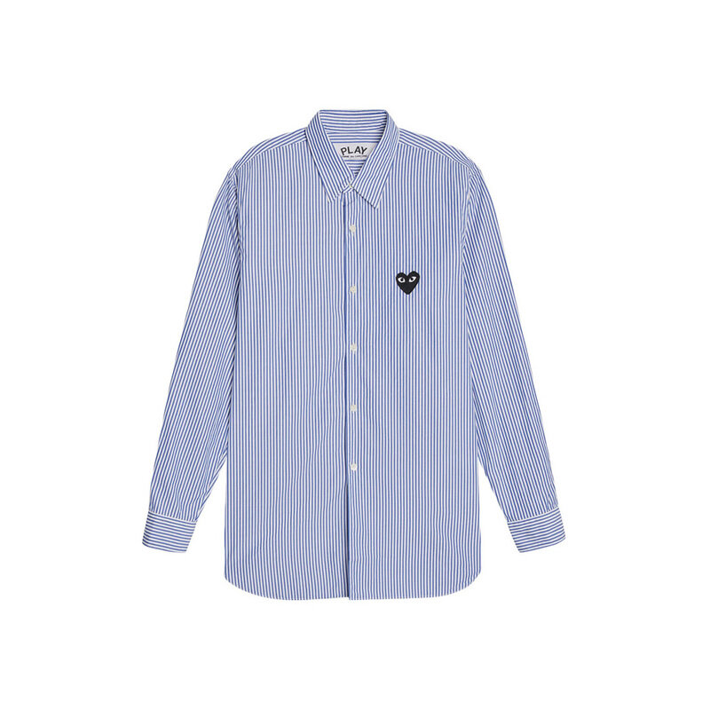꼼데가르송 26SS 블랙 하트 스트라이프 셔츠 블루 AX-B018-051-1 - Comme des Garcons