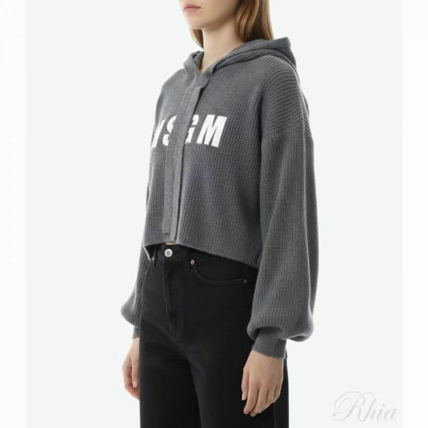 MSGM 25FW 로고 캐시미어 블렌드 후드 스웨트셔츠 3941MDM219 257785 98 - MSGM