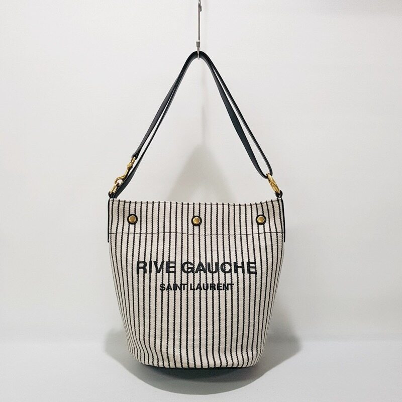 생로랑 리브 고쉬 스트라이프 린넨 버킷백 669299 - Saint Laurent