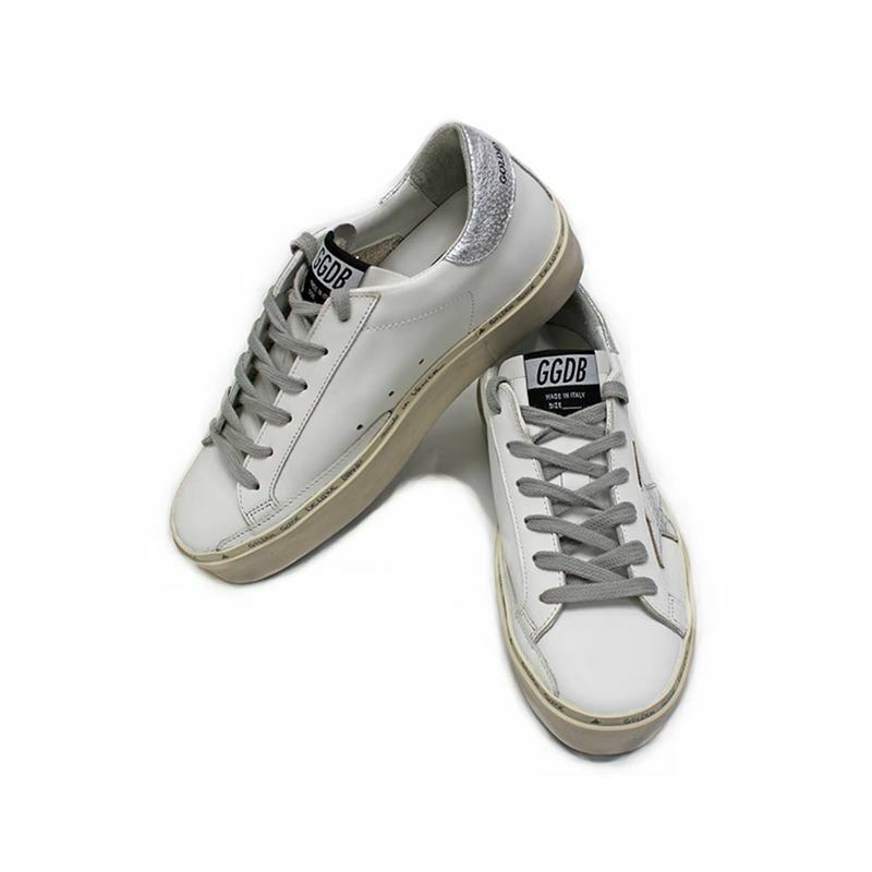 골든구스 화이트 실버 카프 스킨 염소가죽 여성 로우탑 스니커즈 R - GWF00118 F000329 80185 - Golden Goose
