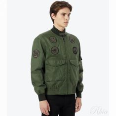 니들스 G 8 자켓 파이썬 자카드 새틴 올리브 QV129 썸네일 1