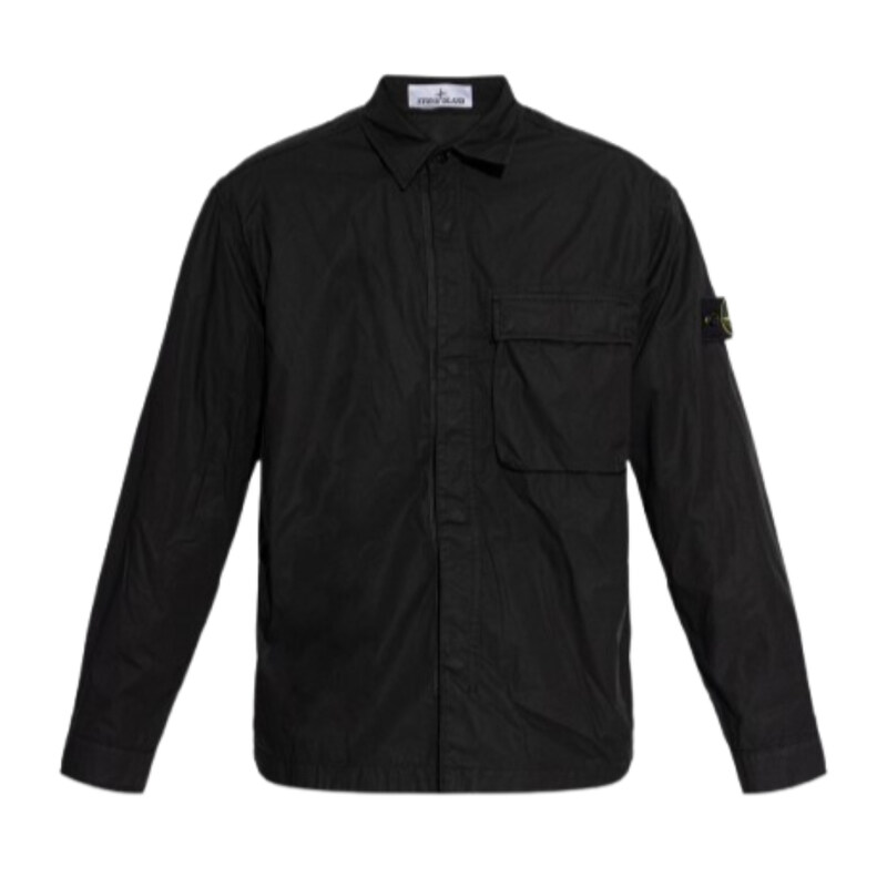 스톤아일랜드 스트레치 코튼 텔라 셔츠 집업 블랙 자켓 L1S151200032 S0003 V0029 - Stone Island