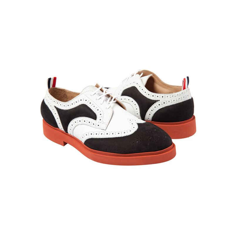 15주년 패디드 누벅 윙 브로그 블랙/화이트 MFD280APM412 - Thom Browne