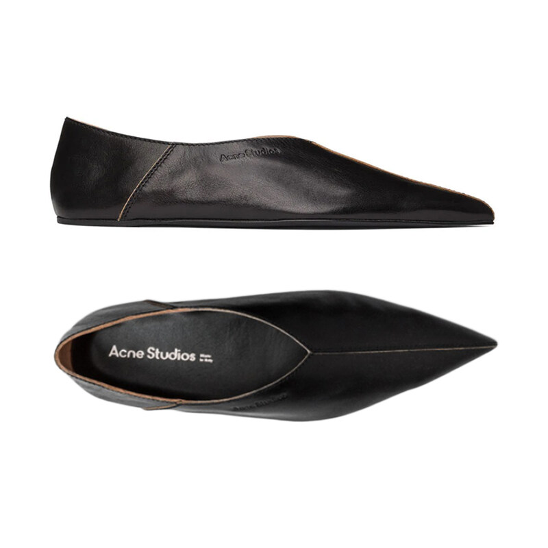 15주년 로고 레더 뮬 플랫슈즈 블랙 AD0478 900 - Acne Studios