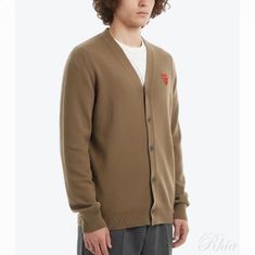 꼼데가르송 더블 레드 하트 와펜 가디건 AX N076 051 3 썸네일 1