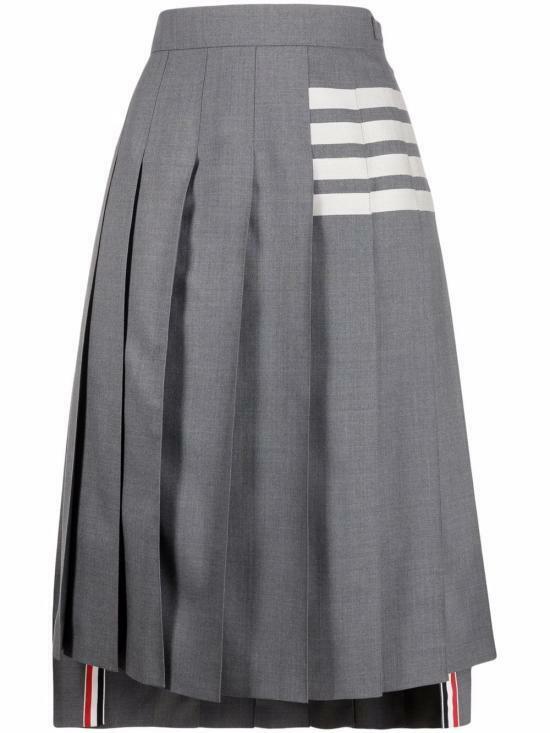 25SS 톰브라운 플레인 위브 4바 드롭 백 플리츠 스커트 FGC400V06146035 MED GRAY DOM - Thom Browne