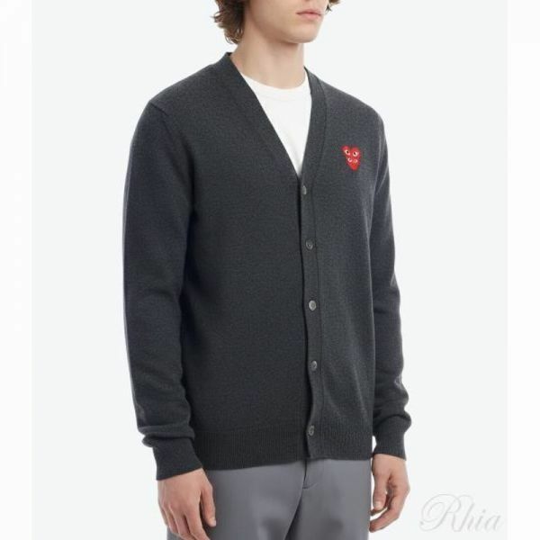 꼼데가르송 더블 레드 하트 와펜 가디건 AX N076 051 2 - Comme des Garcons