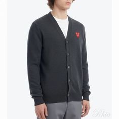 꼼데가르송 더블 레드 하트 와펜 가디건 AX N076 051 2 썸네일 1