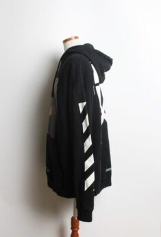 오프화이트 블랙 후드 기모 티셔츠 XL (105-110) S 썸네일 2