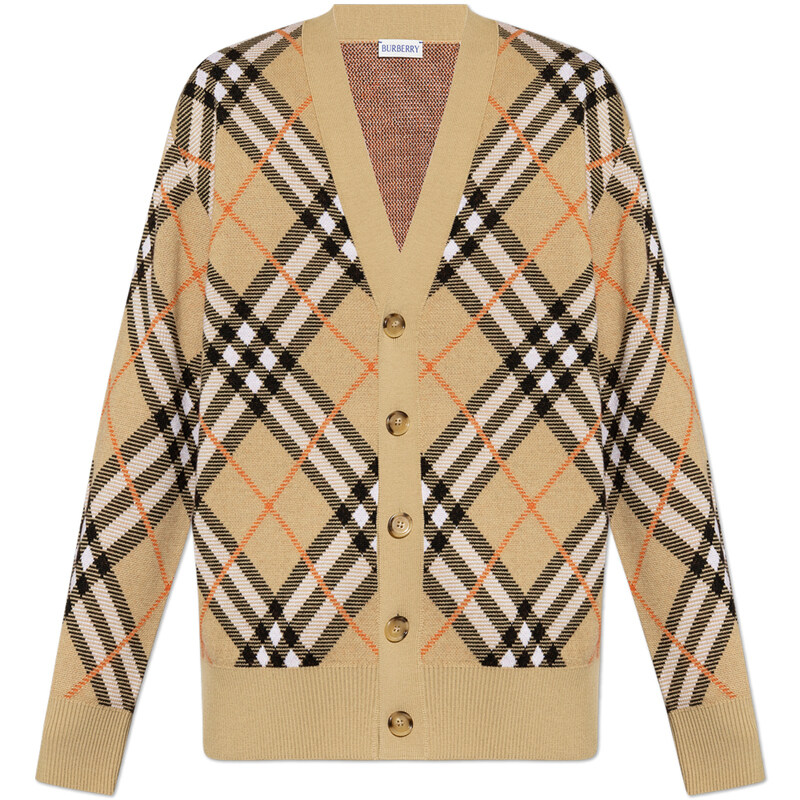 버버리 25SS 빈티지 체크 울 브이넥 가디건 샌드 8093494 - Burberry