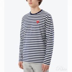꼼데가르송 26SS 레드하트 와펜 스트라이프 긴팔티 AX T164 051 2 P1T164 AZ 썸네일 1