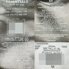 논현 더팩토리 피어오브갓 에센셜 그래픽 로고 립스탑 나일론 푸퍼 패딩 자켓 / 메탈릭 블랙 (202HO258181F) 썸네일 8