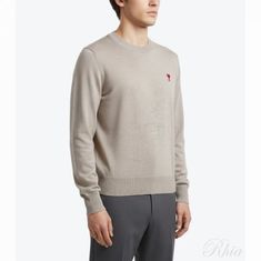 아미 체인스티치 하트 로고 메리노 울 니트 HKS111 KN0025 271 썸네일 1