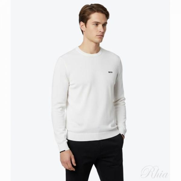 휴고보스 코튼 스웨터 50541940 100 콘트라스트 디테일 - Hugo Boss