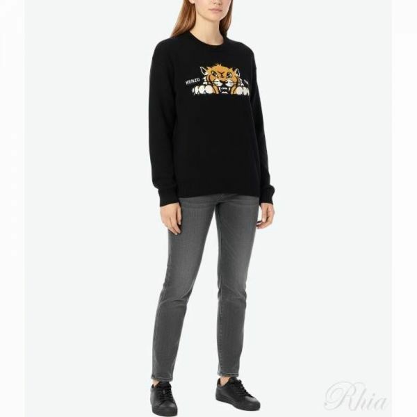 겐조 해피 타이거 엠브로이더드 울 스웨터 FF6 5PU750 3LI 99J - Kenzo