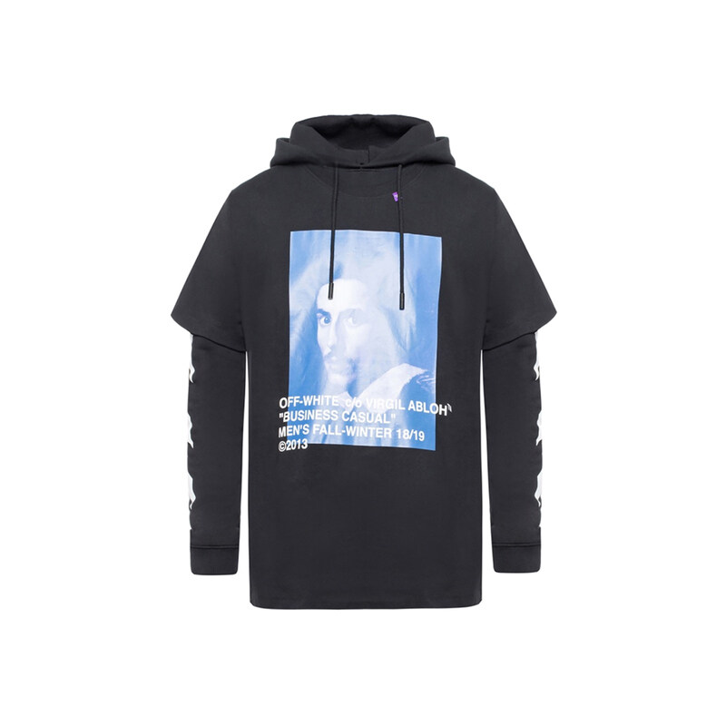 15주년 베르니니 프린팅 레이어드 후드티 블랙 OMBB042F18192011 1030 - Off White
