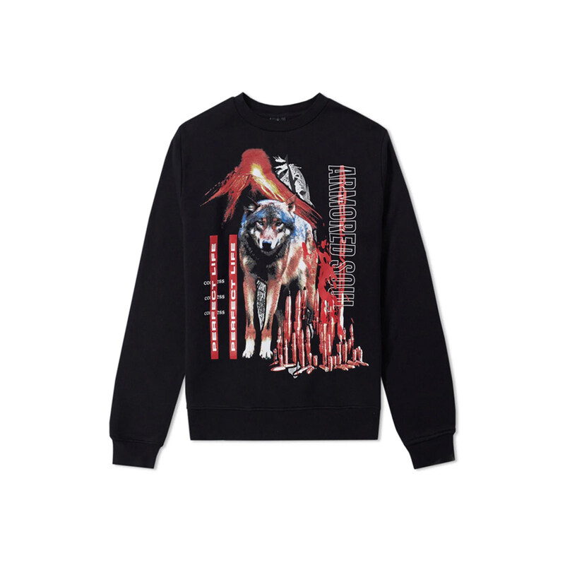 15주년 울프 프린트 맨투맨 블랙 CMBA009F175060041088 - Marcelo Burlon