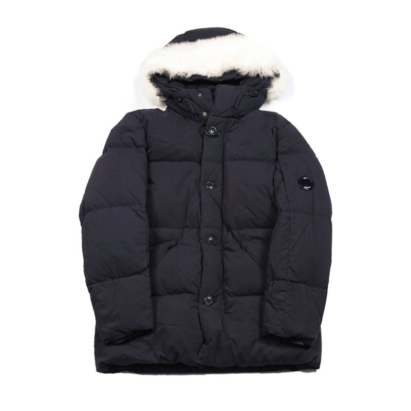 15주년 양털 후드 패딩 반코트 네이비 05CMOW187A 005085G 888 - CP company