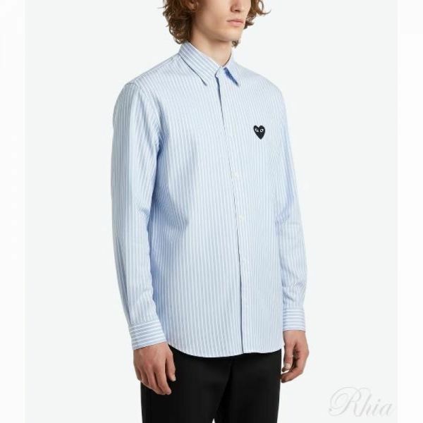 꼼데가르송 블랙하트 와펜 스트라이프 셔츠 AX B020 051 1 P1B020 AZ - Comme des Garcons