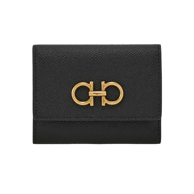 26SS 더블 간치니 트라이폴드 반지갑 블랙 22-0862 0779894 - Salvatore Ferragamo