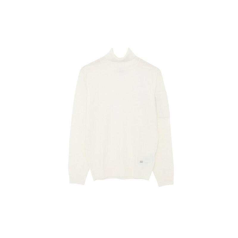 15주년 로고패치 메리노 울 터틀넥 니트 화이트 09CMKN101B 005528A 103 - CP company