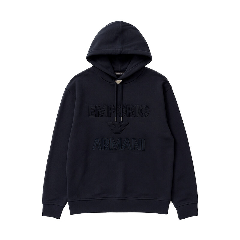25FW 엠보 로고 오버핏 후드티 네이비 EM001121 AF100131 UB118 - Emporio Armani