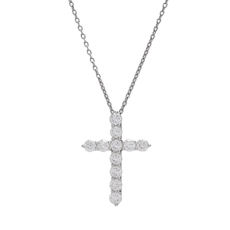 실버 플래티늄 925 다이아 크로스 펜던트 미듐 여성 목걸이 22660837 - Tiffany & Co
