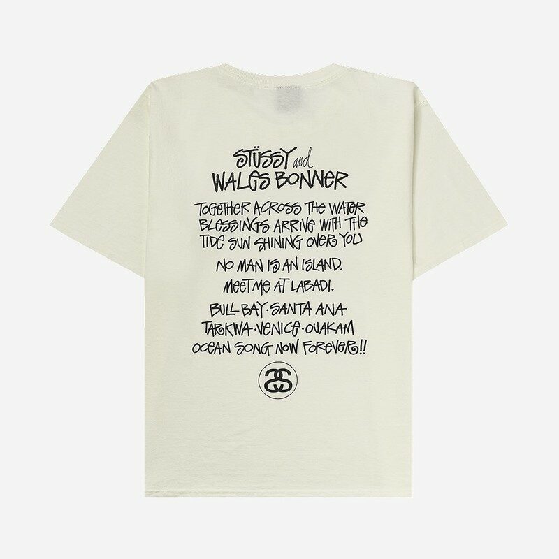 [국내배송] 스투시 x 웨일즈 보너 오션 송 반팔 티셔츠 내츄럴 3904025 - Stussy