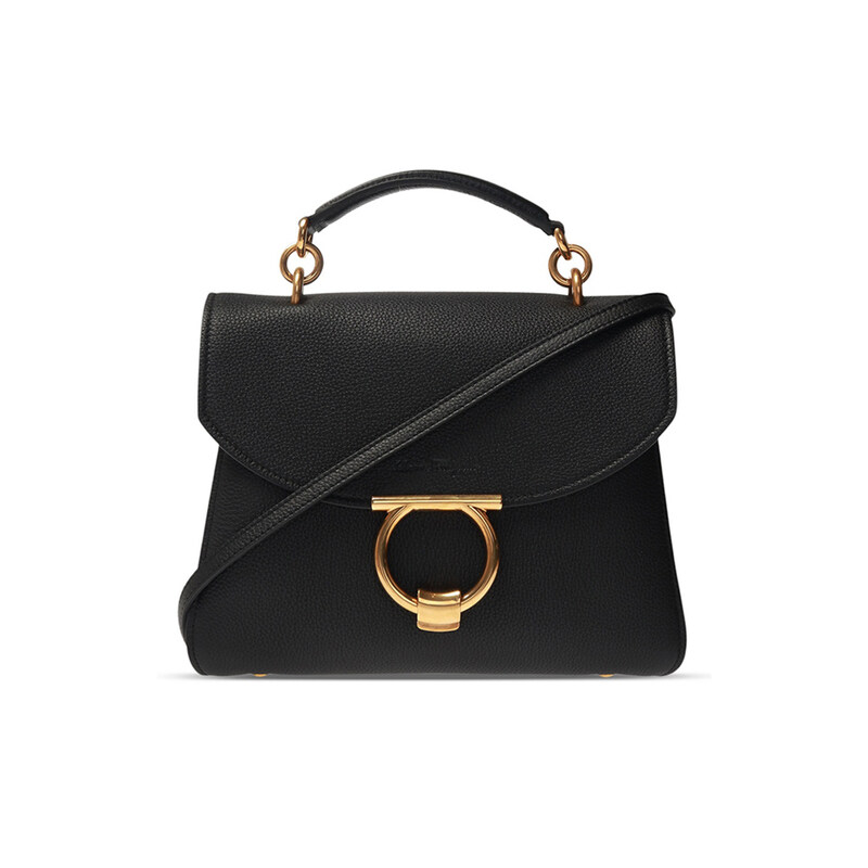 페라가모 26SS 골드 간치니 마고 탑핸들 숄더백 블랙 21-H493 0720168 - Salvatore Ferragamo