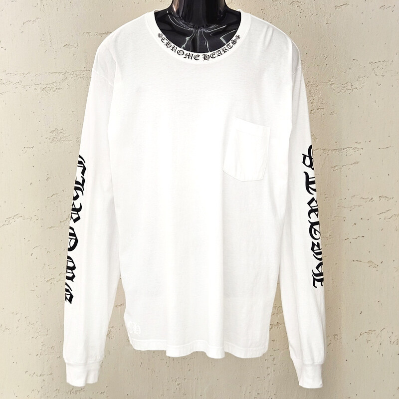 [XXL] 크롬하츠 넥 레터링 롱슬리브 화이트 B1213C138 - Chrome Hearts