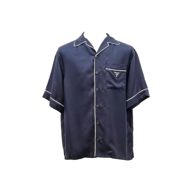 [M] 프라다 UCS405 실크 트윌 볼링 셔츠 블랙 B1020C003 - Prada