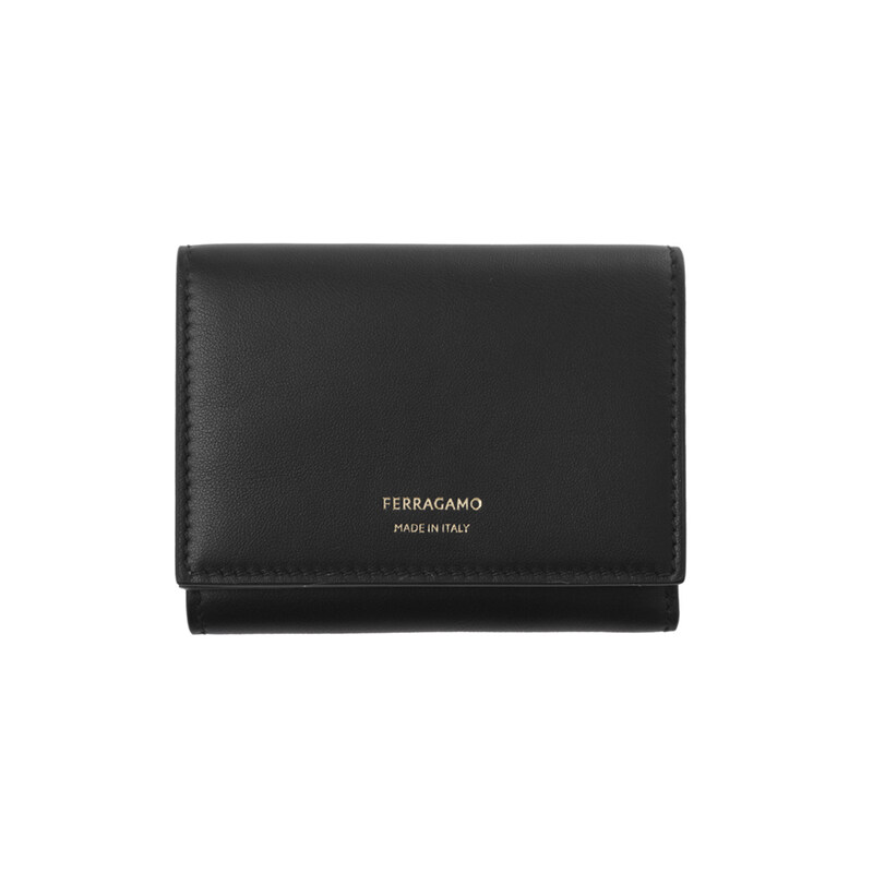 26SS 로고 투톤 트라이폴드 반지갑 블랙/브라운 22-0867 0779959 - Salvatore Ferragamo