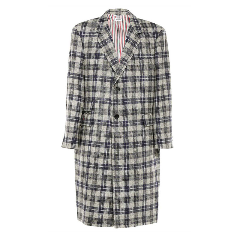 톰브라운 타탄체크 오버핏 울 코트 매드그레이 MOC906A F0008 035 - Thom Browne
