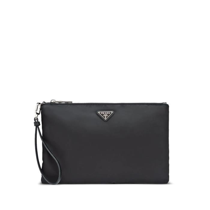 [국내발송] 프라다 트라이앵글 로고 리나일론 클러치백 블랙 2NH006 2DMH F0002 - Prada