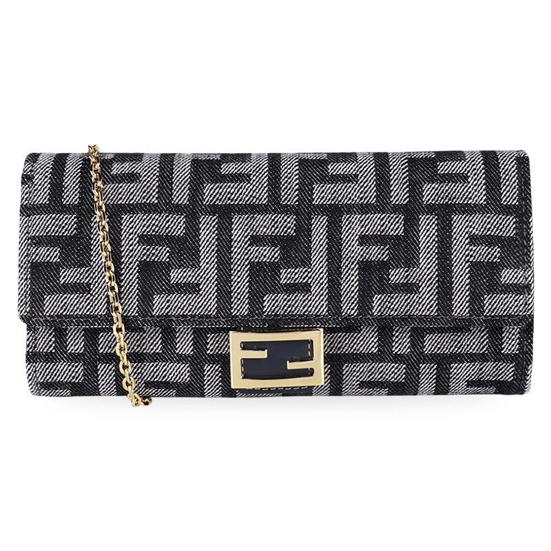 디몬트 펜디 여성 바게트 콘티넨탈 월렛 체인백(블랙/다크블루) 8M0365 AUT4 F1UJ5 - Fendi