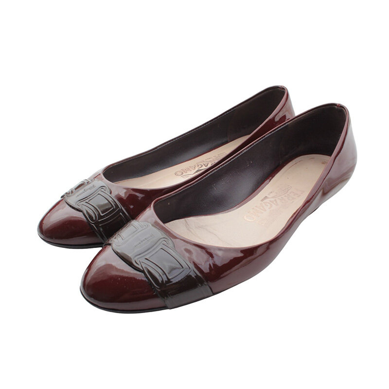 페라가모 젤리 바라 와인 페이던트 플랫슈즈 36 1/2 C - Salvatore Ferragamo