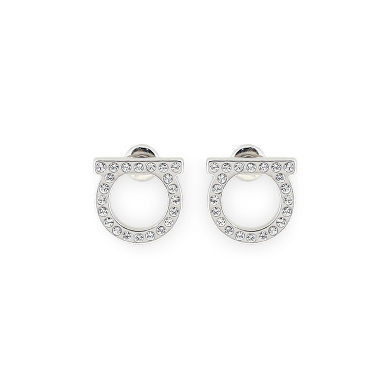 디몬트 페레가모 여성 간치니 피어스 크리스탈 이어링(실버) 760122 696574 - Salvatore Ferragamo