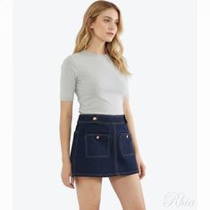 셀린느 트라페즈 미니 스커트 IN 로우 워시 데님 2S388224Z 07인치 로우워시 썸네일 1